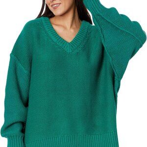 Free People Green V-Neck Sweater